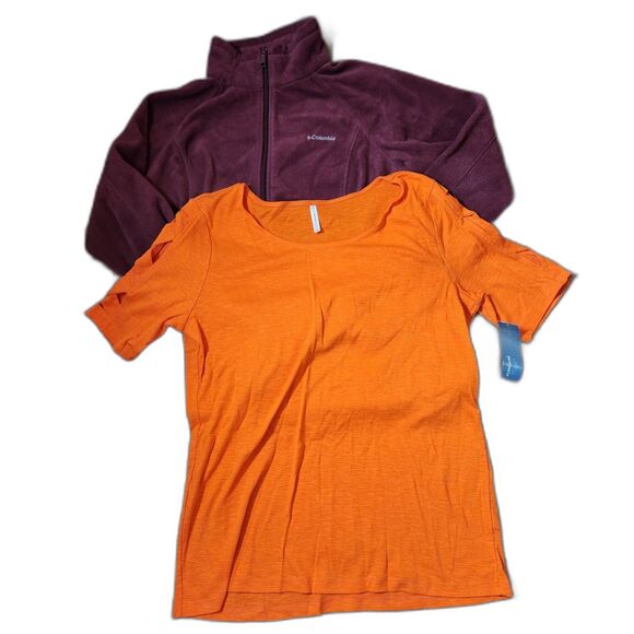 Columbia Fleece Jacket new orange short sleeve womens XL clothing lot - Picture 1 of 10